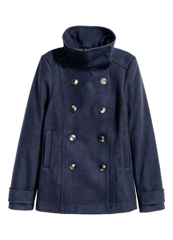 Темно-синє Кежуал напівпальто двобортне H&M однотонне