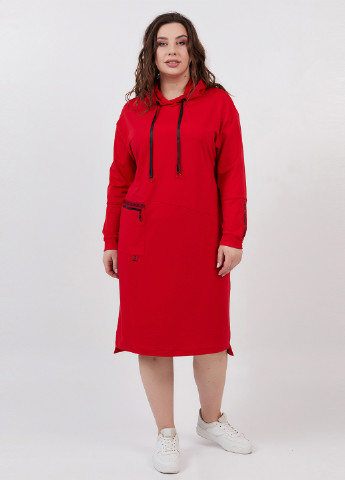 Красное спортивное платье платье-худи A'll Posa с надписью