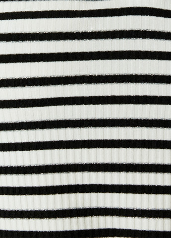 Черно-белая женская футболка-поло KOTON в полоску