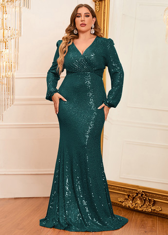 Изумрудное вечернее платье годе SHEIN однотонное