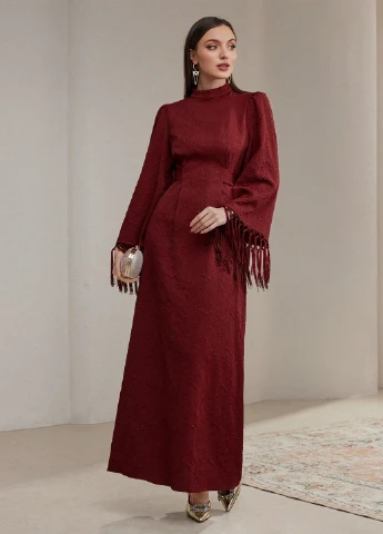 Бордовое кэжуал платье а-силуэт SHEIN однотонное
