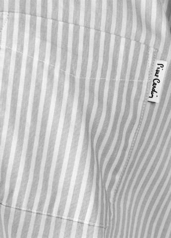 Серая кэжуал рубашка в полоску Pierre Cardin с коротким рукавом