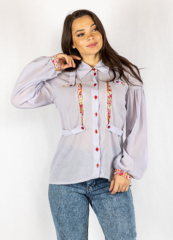 Сиреневая кэжуал рубашка с цветами Time of Style