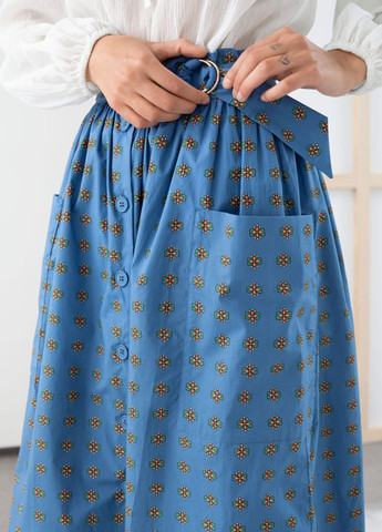 Синяя кэжуал цветочной расцветки юбка & Other Stories а-силуэта (трапеция)