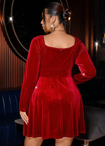 Бордова кежуал сукня кльош SHEIN однотонна