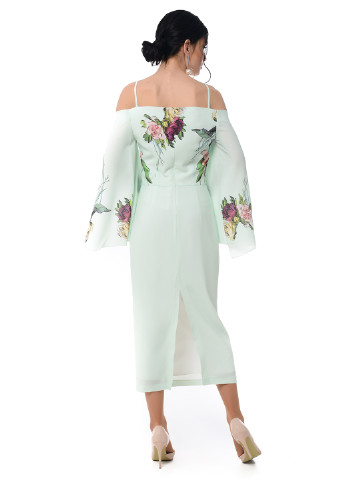 М'ятна коктейльна плаття, сукня Iren Klairie з квітковим принтом