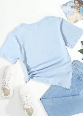 Блакитна літня футболка SHEIN