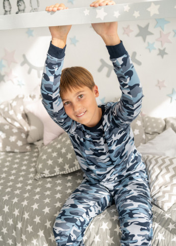 Синяя всесезон пижама детская Наталюкс 95-3606
