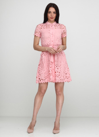 Розовое коктейльное платье Fervente фактурное