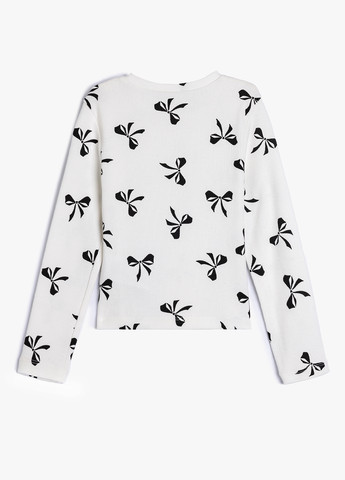 Черно-белый демисезонный кэжуал лонгслив KOTON с рисунком