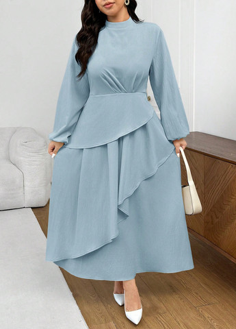 Світло-блакитна святковий, вечірня сукня кльош SHEIN однотонна