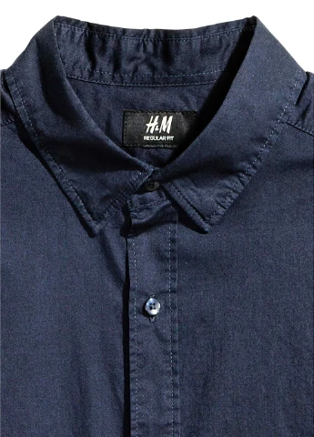 Темно-синяя джинсовая рубашка однотонная H&M