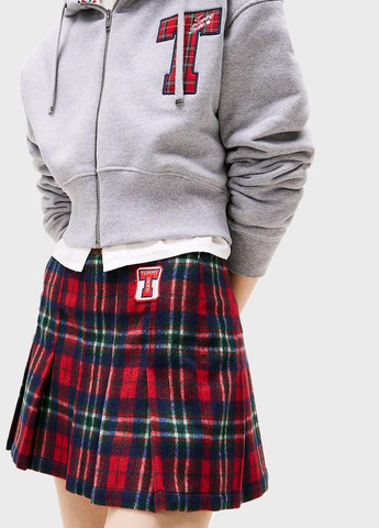 Вишневая кэжуал в клетку юбка Tommy Jeans плиссе