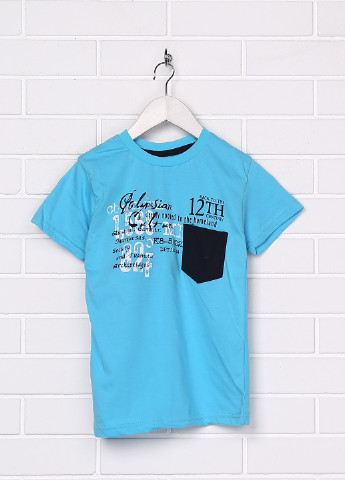 Голубая летняя футболка с коротким рукавом Akku