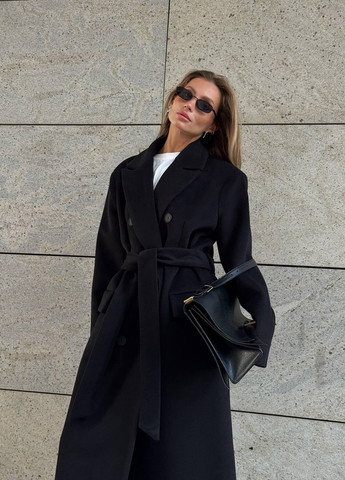 Чорне демісезонне Пальто двобортне No Brand