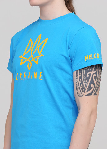унісекс патріотична, символіка тризуб UKRAINE блакитна стрейч-кулір Melgo футболка (216767354)