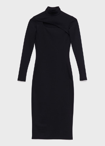 Чорна кежуал міді сукня з довгим рукавом сукня-водолазка KASTA design однотонна