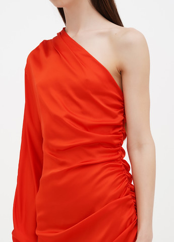 Светло-красное коктейльное, праздничный платье на одно плечо Vicolo однотонное