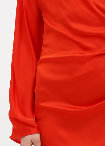 Светло-красное коктейльное, праздничный платье на одно плечо Vicolo однотонное