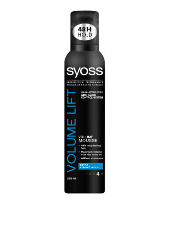 Мусс для укладки волос Volume Lift, максимальный объем экстрасильной фиксации, 250 мл Syoss (140830418)