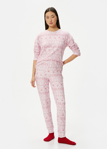 Светло-розовая всесезон пижама (лонгслив, брюки) лонгслив + брюки KOTON