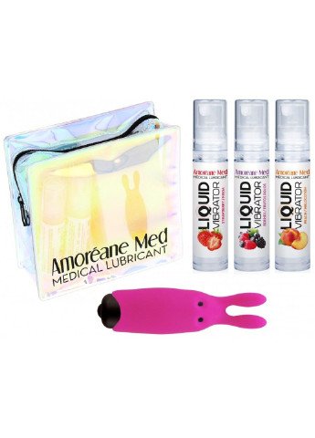 Набор из 3-х вкусов стимулирующего лубриканта Amoreane Med (3х10мл) и вибропули Pink Adrien Lastic (255289774)