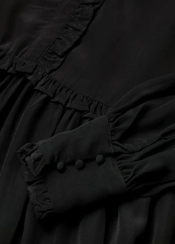 Черное вечернее платье с оборками H&M однотонное