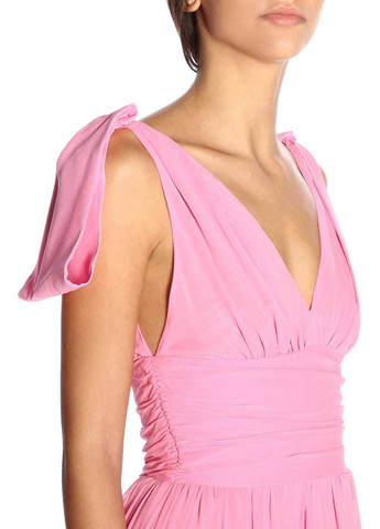 Розовое вечернее платье клеш, с открытой спиной, со шлейфом Pinko однотонное
