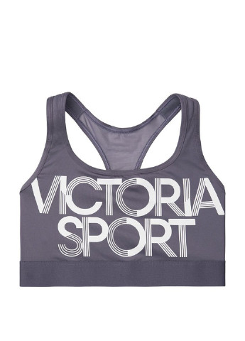 Топ Victoria's Secret надпись серый спортивный полиэстер