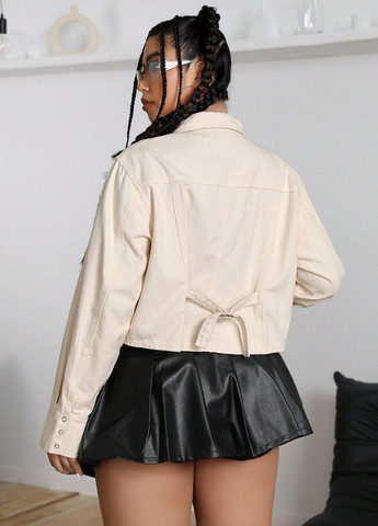 Кремова демісезонна куртка куртка-піджак SHEIN