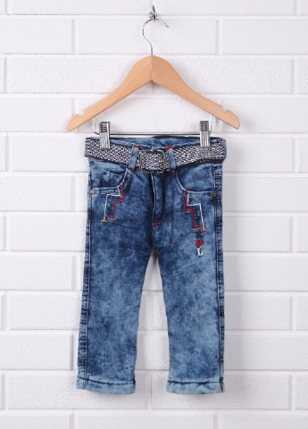 Голубые демисезонные прямые джинсы утепленные Exipolo