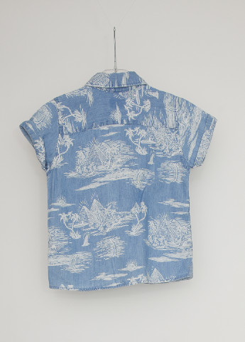Синяя кэжуал рубашка с абстрактным узором Quiksilver с коротким рукавом