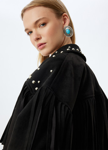 Черная демисезонная куртка байкерская KOTON