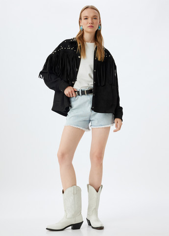 Черная демисезонная куртка байкерская KOTON