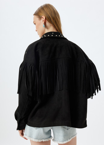 Черная демисезонная куртка байкерская KOTON