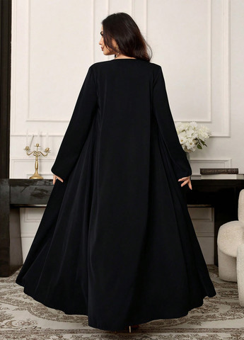 Черное праздничный, вечернее платье а-силуэт SHEIN однотонное