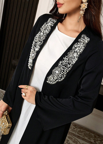 Черное праздничный, вечернее платье а-силуэт SHEIN однотонное