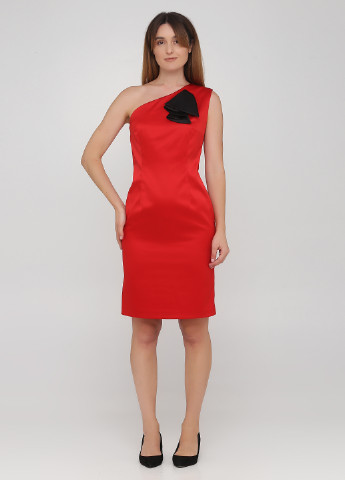 Красное коктейльное платье на одно плечо IvOlga однотонное
