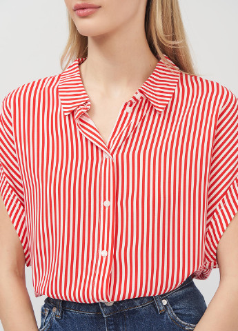 Красная кэжуал рубашка в полоску Tom Tailor
