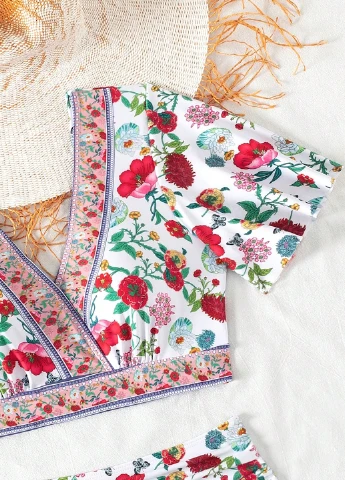 Комбінований літній купальник (ліф, трусики) роздільний, топ SHEIN