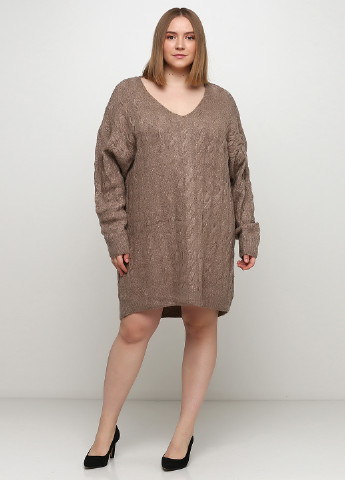 Світло-коричнева кежуал сукня сукня светр H&M однотонна