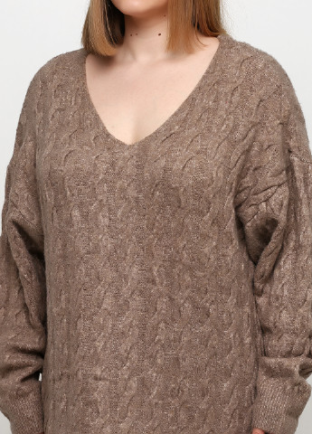 Светло-коричневое кэжуал платье платье-свитер H&M однотонное