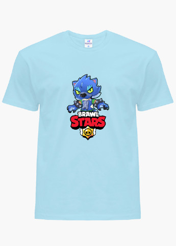 Блакитна демісезонна футболка дитяча леон вовк бравл старс (leon wolf werewolf brawl stars) (9224-1014) MobiPrint