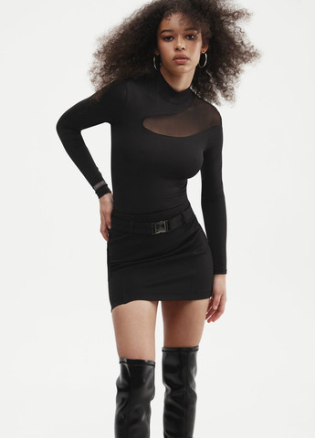 Черная коктейльный однотонная юбка Gepur