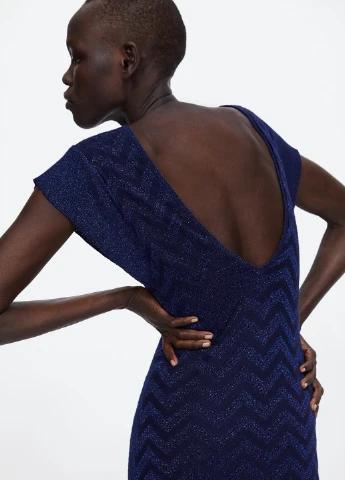 Темно-синя кежуал сукня кльош Zara в смужку