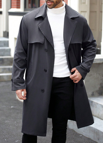 Плащ SHEIN тренчкот на гудзиках вільний (365437495)