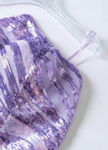 Фиолетовое вечернее платье годе, с открытыми плечами, бандо, с открытой спиной SHEIN с геометрическим узором