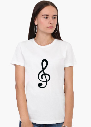 Футболка жіноча Скрипковий ключ (Treble clef) Білий (8976-2086) XXL MobiPrint - (216331042)