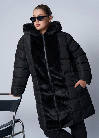 Черная зимняя куртка куртка-пальто SHEIN