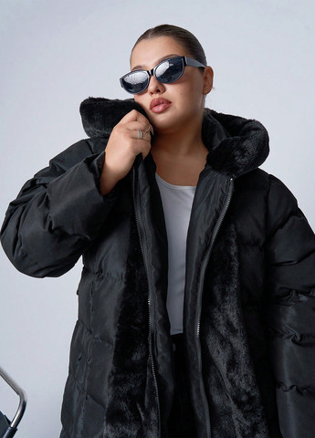 Черная зимняя куртка куртка-пальто SHEIN
